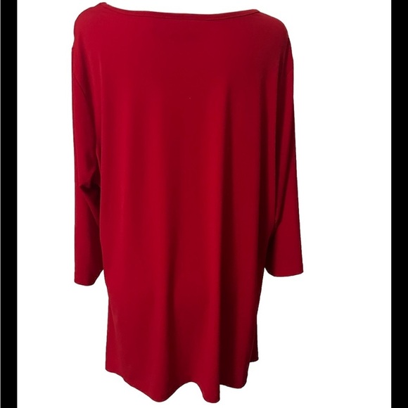 Quacker Factory Red 3/4 Sleeve Christmas Tree Sequined Embellished Top 1X - Picture 4 of 7